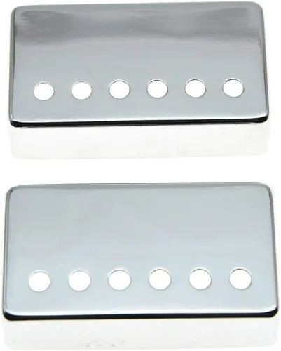 Dopro Juego de 2 cubiertas de metal Humbucker para pastilla de guitarra Humbucker de latón 1.937 in/2.047 in espaciamiento de poste cromado