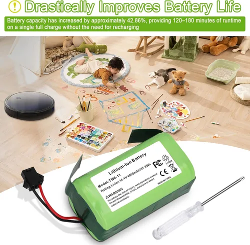 Miniatura 4 de JYJZPB Batería de repuesto de 14.4V 4000mAh para Eufy RoboVac 11 11S 30 15C 25C 35C G10 G30 Edge, G30 Verge, G32Pro G40 y Ecovacs Deebot N79, N79S