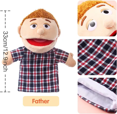 Miniatura 2 de 1 pieza de marionetas de mano familiares de 30 cm, abuelos, mamá y papá, hermano y hermana, marionetas de mano de peluche para niños, juguetes