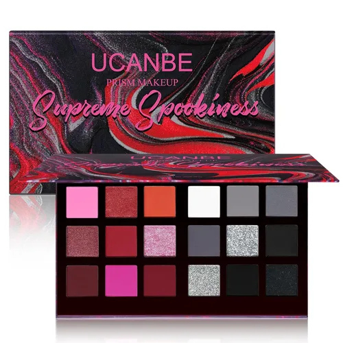 Miniatura 9 de Prism Makeup Paleta de maquillaje de sombra de ojos mate Pro 18 colores con brillo pigmentado y purpurina, sombra en polvo ahumada larga duración e