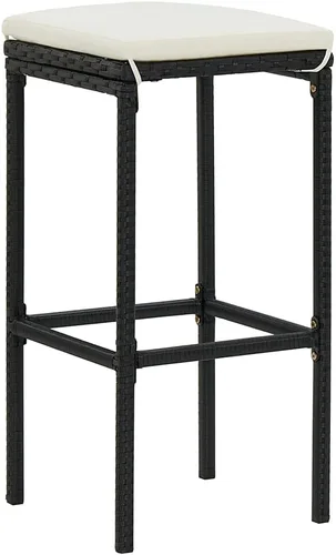 Miniatura 5 de Juego de 3 piezas de bar de patio con cojines de ratán de polietileno negro para jardín, balcón y porche