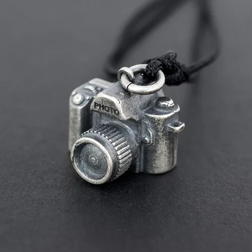 Miniatura 10 de Handmade Pendant Necklace Big sterling silver necklace on ball chain for men pendants necklace camera pendant necklace photographer necklace photo