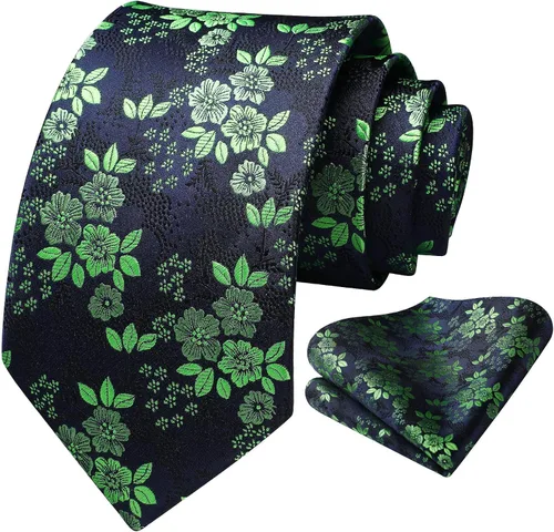 Miniatura 75 de Corbatas florales tejidas clásicas para hombre, corbata cuadrada de bolsillo, corbatas formales para hombres, boda con pañuelo