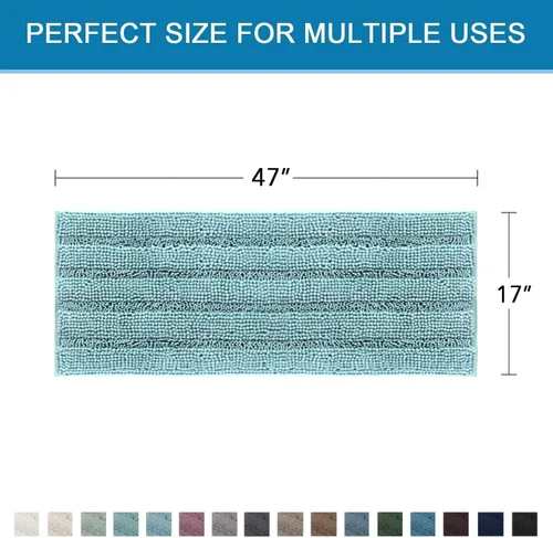 Miniatura 88 de H.VERSAILTEX Alfombras de baño para cuarto de baño, antideslizantes, tapetes de baño extragruesos, de felpilla, a rayas, alfombra de 20" x 32