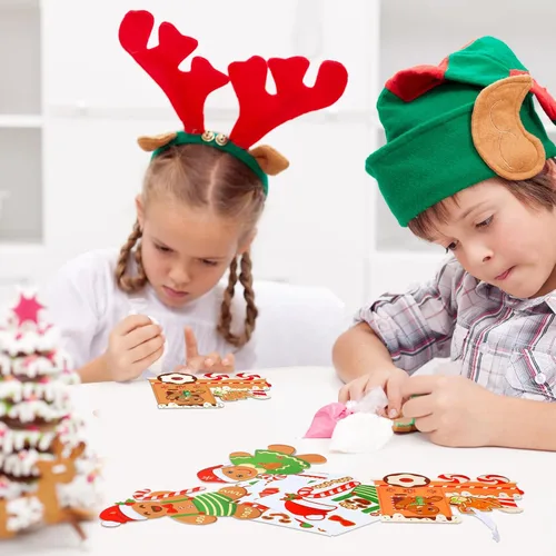 Miniatura 6 de Funrous Kit de Manualidades de Hombres de Pan de Jengibre de Navidad de 48 Piezas Haz Tu Propio Hombre de Pan de Jengibre Adornos Colgantes