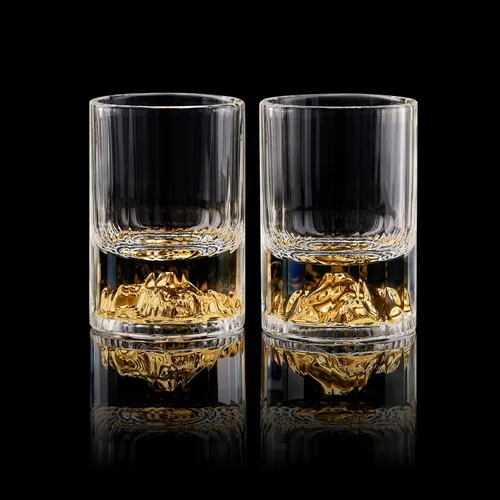 Miniatura 7 de DUJUST Vasos de chupito de diamante (1.5 onzas), juego de chupitos de cristal decorado con copos de hoja de oro de 24 quilates, vasos de chupito
