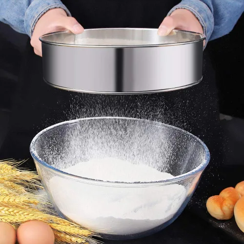 Miniatura 7 de Paquete de 2 tamices de harina, coladores de malla fina de acero inoxidable tamiz de harina, tamiz redondo de malla 60 para hornear pasteles y pan