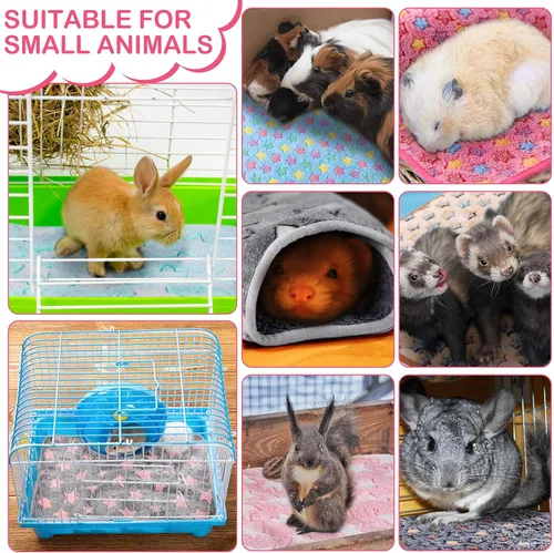 Miniatura 4 de Newwiee 20 Piezas Manta de Vellón Impermeable para Mascotas Pequeñas Lavable a Granel Ropa de Cama para Jaula de Animales Pequeños Cobaya Cachorro