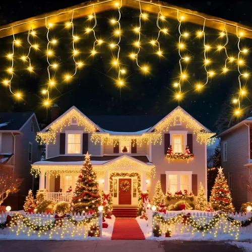 Miniatura 10 de Luz de hielo de 49 pies para exterior, 480 luces LED de Navidad para exteriores, iluminación de hielo de Navidad con 11 modos y temporizador