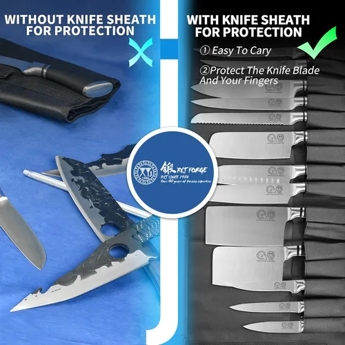 Miniatura 6 de XYJ Cuchillos auténticos desde 1986,Juego profesional de cuchillos de chef con bolsa, cuchillo de carnicero para bolsa de corte de carne Mitado Negro
