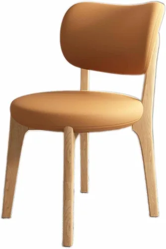 Miniatura 35 de Juego de sillas de comedor de madera modernas con respaldo curvado, sillas de cocina tapizadas con marco de madera, sillas laterales sin brazos