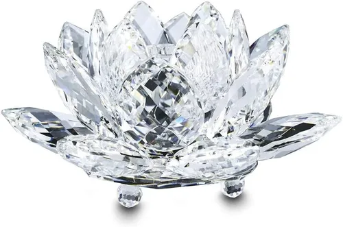 Miniatura 18 de Loto de cristal transparente, flor de cristal brillante con caja de regalo, reflejo de tono, purpurina, paz, pureza, buena fortuna, sabiduría