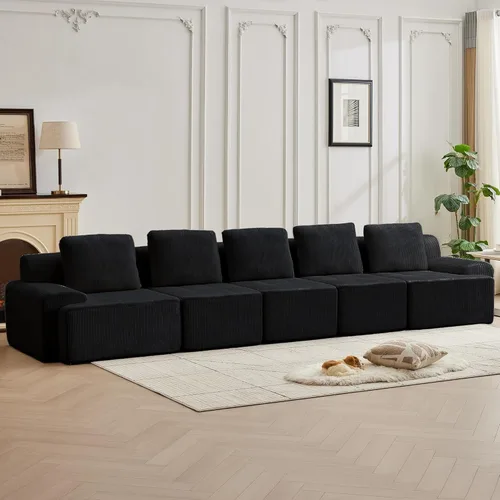 Miniatura 20 de Modular Sectional Sofa with Movable Ottoman, 1 Seat Deep Seat Couch with 1 Pillow, Comfy Cloud Sectional Sofa for Living Room, Bedroom and Apartment