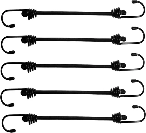 Miniatura 8 de 20 cuerdas elásticas de 6.5 pulgadas con ganchos, sin olor, alta elasticidad, mini cuerdas elásticas para asegurar lonas, equipaje, tiendas