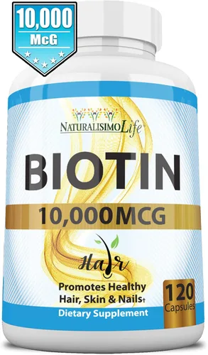 Miniatura 4 de Biotina 10,000 mcg de alta potencia - Cabello natural, piel, uñas y metabolismo 120 cápsulas