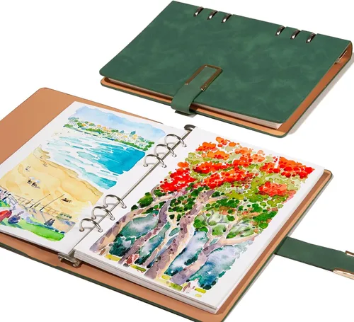 Miniatura 15 de Libro de bocetos de acuarela Lightwish, 100% algodón, diario de acuarela sin ácidos, papel de acuarela a presión caliente de 300 g/m²/140 libras