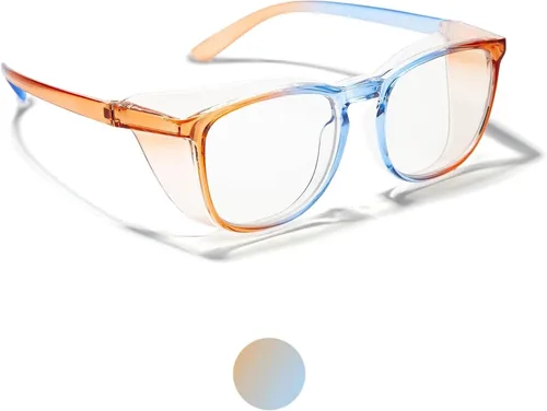 Miniatura 9 de LianSan - Gafas de seguridad antivaho de gran tamaño para enfermeras, gafas certificadas Z87.1 para mujeres, protección UV cuadrada Arcoíris