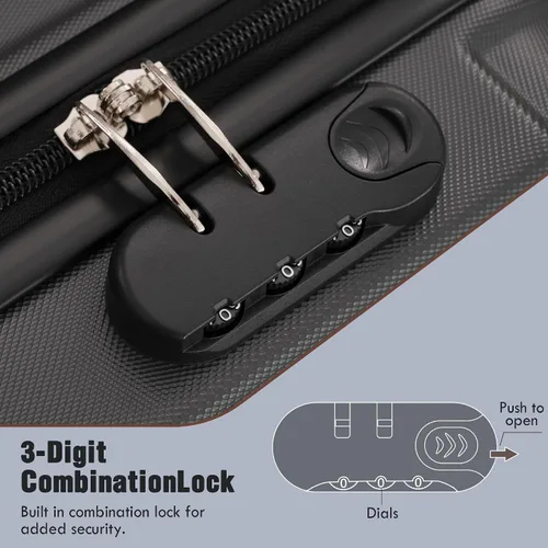 Miniatura 321 de Merax Juegos de equipaje de mano en maleta aprobada por aerolíneas, estuche rígido con ruedas giratorias expandibles, Negro