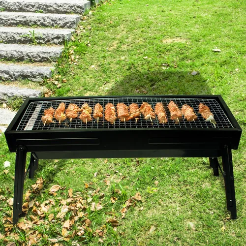 Miniatura 7 de Parrilla portátil de acero inoxidable, parrilla de carbón para el hogar y parrilla plegable al aire libre, perfecta para viajes, cocina al aire