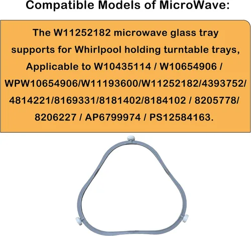 Miniatura 4 de 7.48 pulgadas W11252182/8206227 Anillo de soporte para placa giratoria de microondas, pieza de repuesto de soporte de bandeja de vidrio, anillo