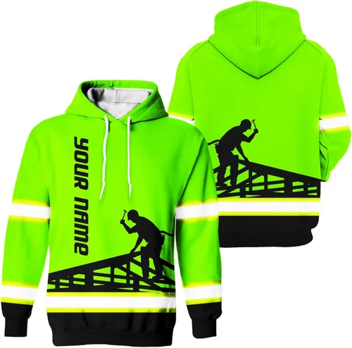 Miniatura 28 de Sudadera con capucha de alta visibilidad para hombres - Colección de trabajos con nombre personalizado Clase 3 Ropa de trabajo reflectante
