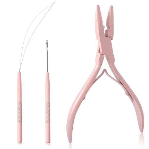 Miniatura 12 de NEWISHTOOL Kit de Extensiones de Cabello con Microenlaces, Alicates para Extensiones de Cabello con Cuentas, Aguja de Lazo y Gancho de Tracción
