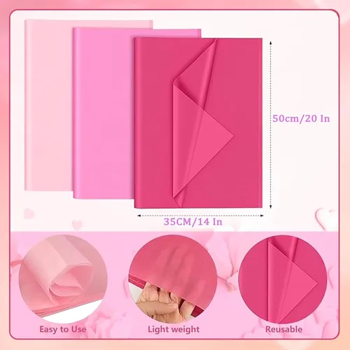 Miniatura 2 de 60 hojas de papel de seda para bolsas de regalo, papel de seda de envoltura rosa mixto a granel para decoración, manualidades, cumpleaños, boda