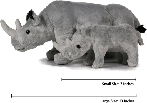 Miniatura 2 de Ice King Bear Conjunto de Animales de Peluche de Mamá y Bebé Animales Salvajes del Zoológico (Rinoceronte)
