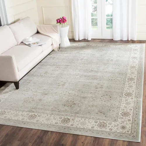 SAFAVIEH Persian Garden Collection - Alfombra de área de 8 x 10 pies 2 pulgadas, color plateado y crema, diseño tradicional de viscosa oriental,