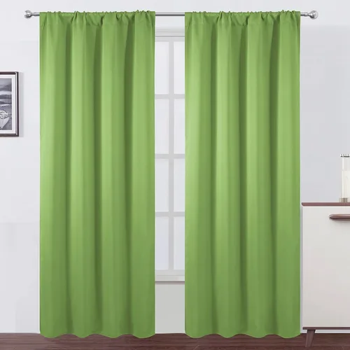 Miniatura 129 de LEMOMO Cortinas opacas negras para cocina, 42 x 45 pulgadas, juego de 2 paneles de cortinas opacas con bolsillo para cortinero para ventana pequeña