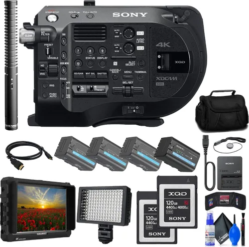 Sony Sistema de cámara PXW-FS7M2 XDCAM Super 35 (PXW-FS7M2) + monitor 4K + micrófono NTG1 + 2 tarjetas de 120 GB + 3 baterías BP-U35 + bolsa + luz