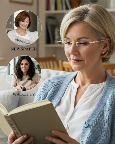 Miniatura 3 de LUFF Rimless Reading Glasses for Women Blue Light Computer Readers Lightweight 16g Metal Frame Eye Strain Relief Rosa