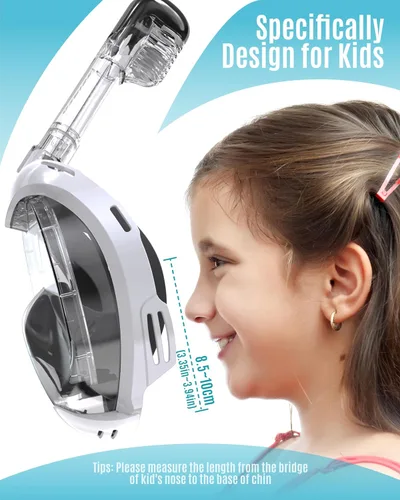 Miniatura 5 de G2RISE Máscara de esnórquel para niños, juego de esnórquel de cara completa, equipo de esnórquel para niños con vista panorámica de 180 grados