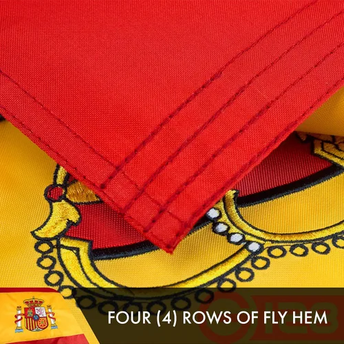Miniatura 5 de G128 Bandera de España 3 x 5 pies Serie ToughWeave doble cara bordado de poliéster 210D Bandera de país, diseño bordado, interior y exterior
