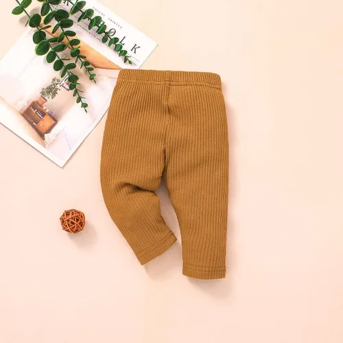 Miniatura 4 de Lala Bear Paquete de 3 pantalones sólidos y leggings casuales para bebé niña