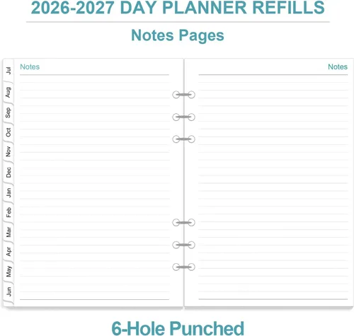 Miniatura 6 de Recambios de agenda 2026 para carpeta A5, agenda diaria y mensual de una página por día, de enero de 2026 a diciembre de 2026, lista de tareas