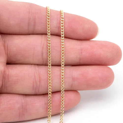 Miniatura 3 de ARGENTO REALE Collar de cadena cubana de oro de 14 quilates de 0.089in, cadena de oro de 14 quilates, collares delicados de 14 quilates.