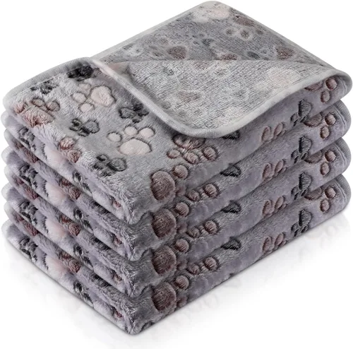 Miniatura 9 de Tatuo Paquete de 4 mantas de forro polar para perros cachorros y gatos, tapete de dormir de varios tamaños para mascotas, conejillos de indias, Beige