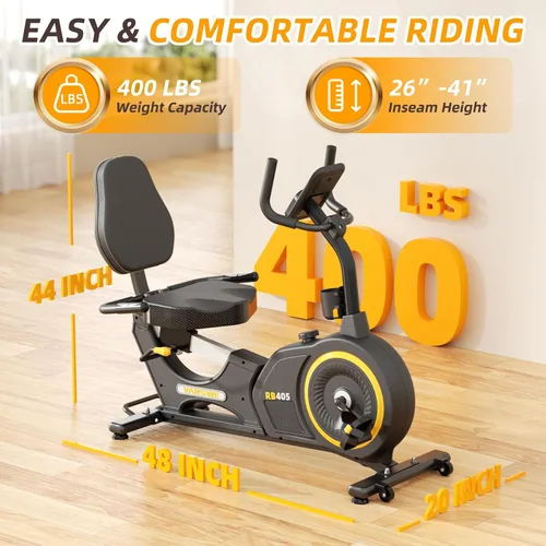 Miniatura 5 de VANSWE Bicicleta estática reclinada, bicicletas estacionarias reclinadas para el hogar con capacidad de peso de 400 libras, bicicleta estática