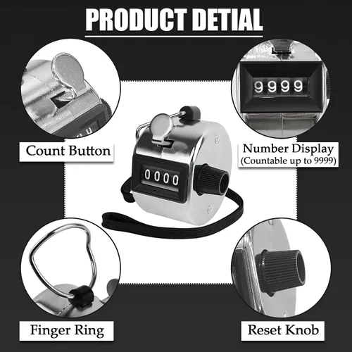 Miniatura 6 de GDMINLO Contador de clicker manual de metal, 4 dígitos con caja de metal, contador mecánico para entrenamiento, tejido, regazo, pesca, golf y fila