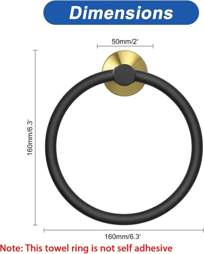 Miniatura 2 de NearMoon Anillo de Toalla de Baño, Accesorios de Ferretería de Baño - Soporte de Toalla de Mano de Acero Inoxidable Engrosado para Baño, Colgador