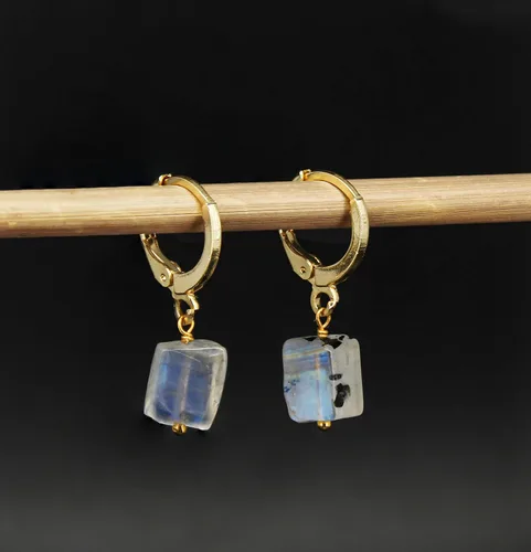Miniatura 33 de Gempires Handmade Gemstone Hoop Earrings Raw Crystal Dangle Jewelry Hypoallergenic Gold Plated Lightweight Elegant Jewelry Gifts For Women