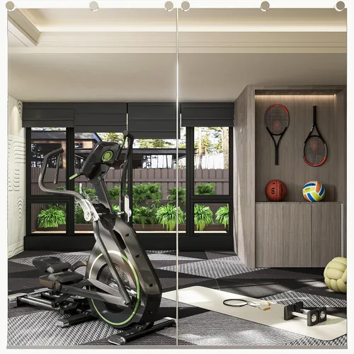 Keonjinn Espejo de gimnasio en casa, 48 x 24 pulgadas x 2 piezas, espejo de ejercicio grande, espejos de cuerpo completo sin marco, vidrio templado,