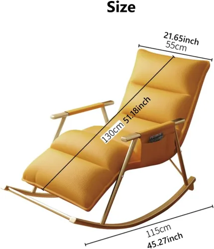 Miniatura 2 de YCKEGEW Sofá de ocio mecedora mecedora con respaldo alto, sillas reclinables de cuero, sillón de mediados de siglo para sala de estar, bolsillo