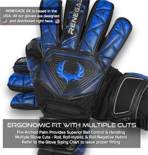 Miniatura 6 de Renegade GK Vortex - Guantes de portero con protector microbiano (tallas 6-11, 3 estilos, nivel 3) Hyper Grip de 3.5+0.118 in y súper malla Sombra