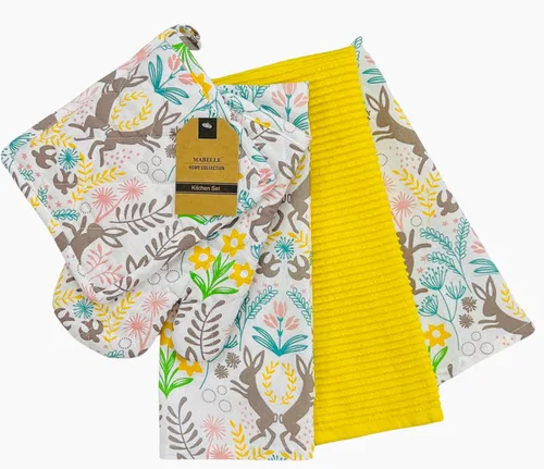Miniatura 8 de Juego de manoplas de cocina de primavera de Pascua, soporte para ollas, 5c: colorido floral Pascua cada conejito Bienvenido Gingham Border Design