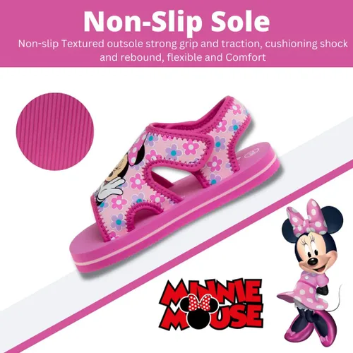 Miniatura 4 de Disney Sandalias de Minnie y Mickey Mouse Zapatos de verano para niños Correa ajustable para playa, puntera abierta, tobogán deportivo, atlético