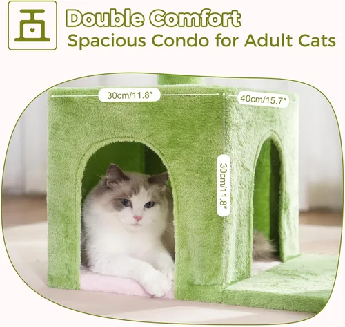 Miniatura 5 de Árbol de flores para gatos con 34 postes rascadores para gatos grandes, con hamaca grande de 15.7 pulgadas, cama superior extraíble y condominio