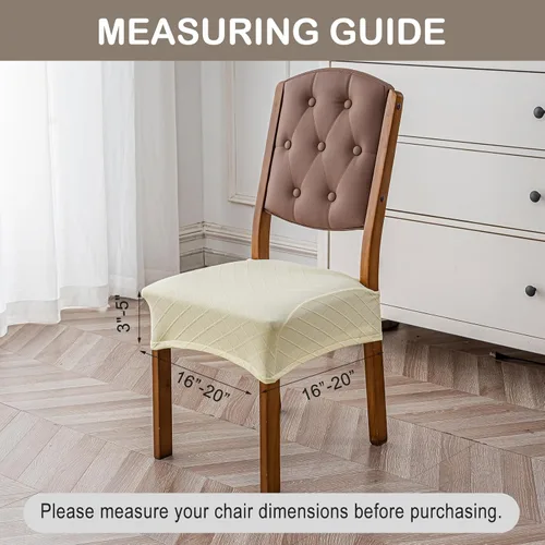 Miniatura 4 de Genina Juego de 2 fundas impermeables para sillas de comedor, fundas elásticas de jacquard extraíbles y lavables, sin fundas traseras, color beige
