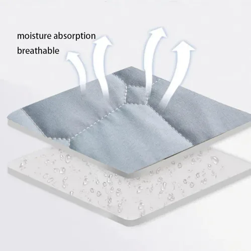 Miniatura 6 de Sábanas bajeras de cama tamaño Queen, acolchado, transpirable, impermeable, a prueba de orina, protector de colchón grueso antideslizante, color Gris